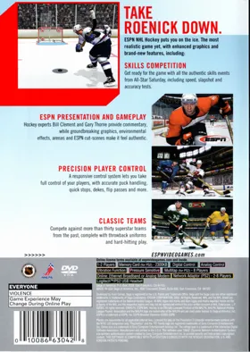 ESPN NHL Hockey box cover back